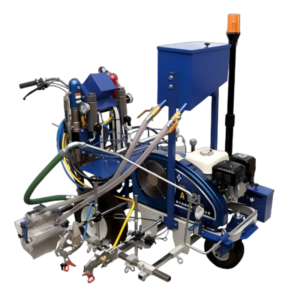 DAE3600 Two-Component MMA Road Marking Machine Honda GX200 Powered Airless Line Striper with 25KG Self-Falling Glass Bead Dispenser 12L/Min Dual Gun High-Pressure Pavement Stripping Tool